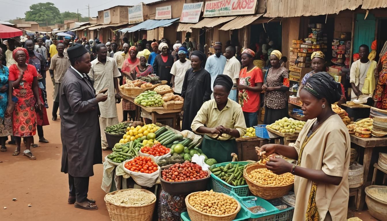 Bustling Market Scene in Jos City, Nigeria