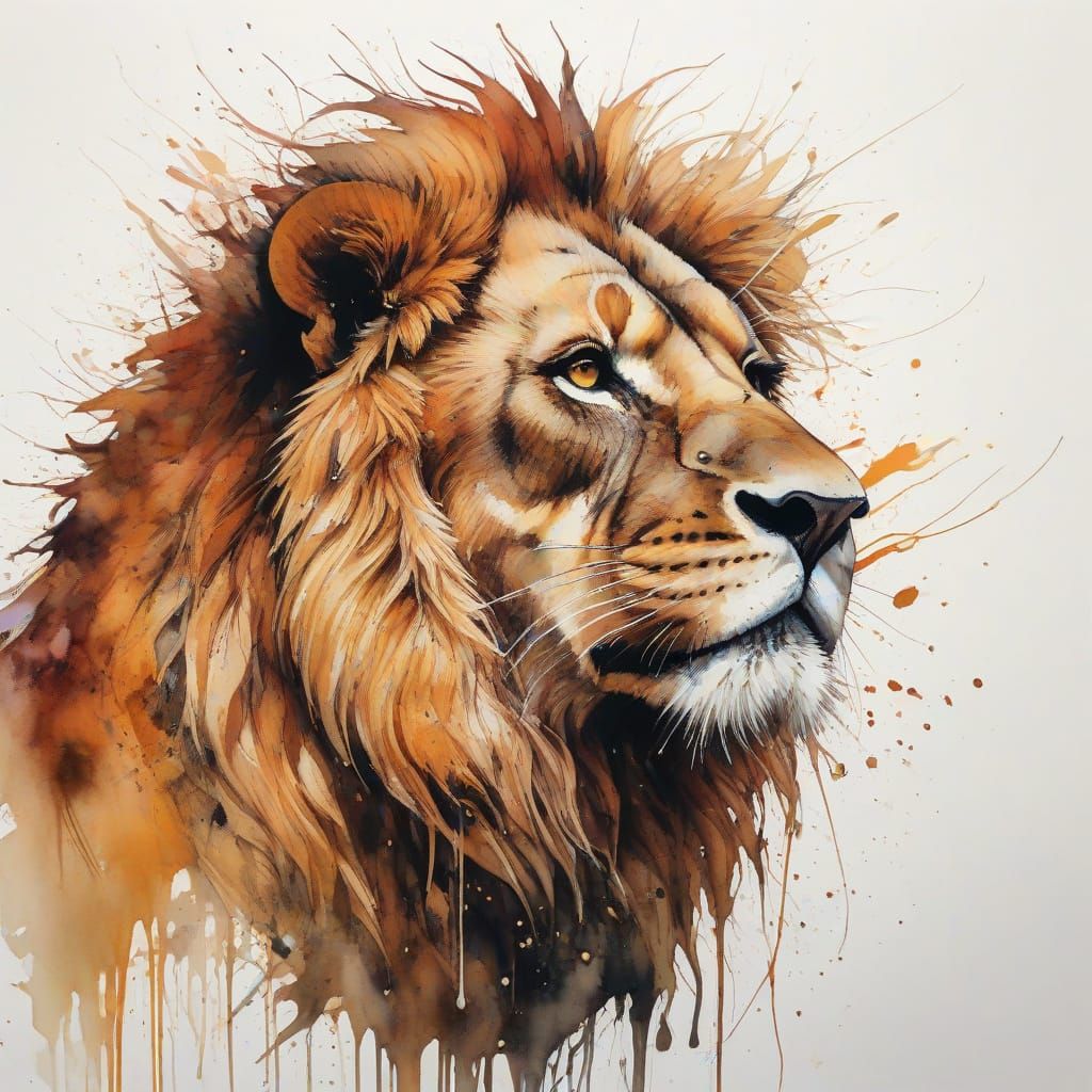 Regal Lion Reigns Over Golden Savannah Landscape