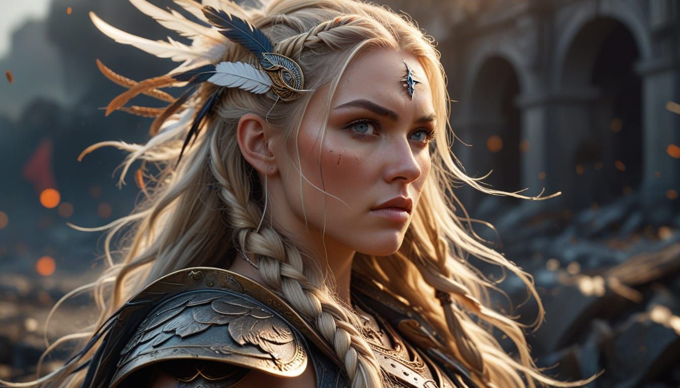 Art Nouveau Valkyrie Warrior Portrait