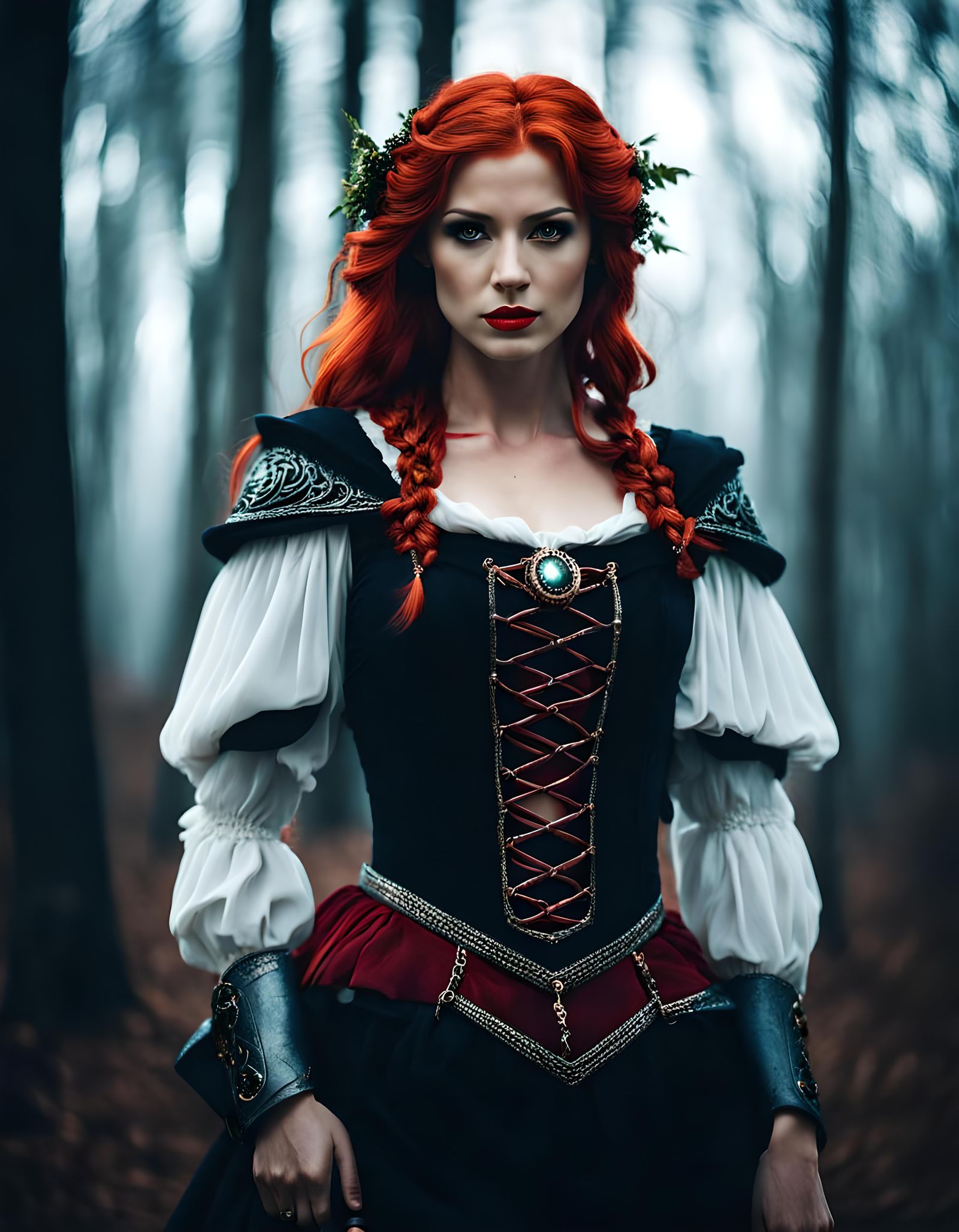 Enchanting Redhead in Fantasy Forest