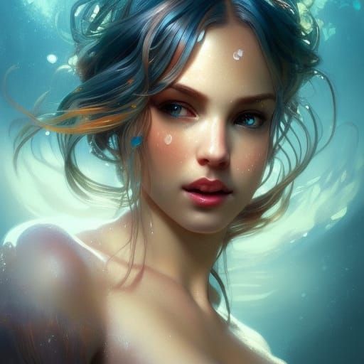 Detailed Mermaid Portrait with Volumetric Lighting