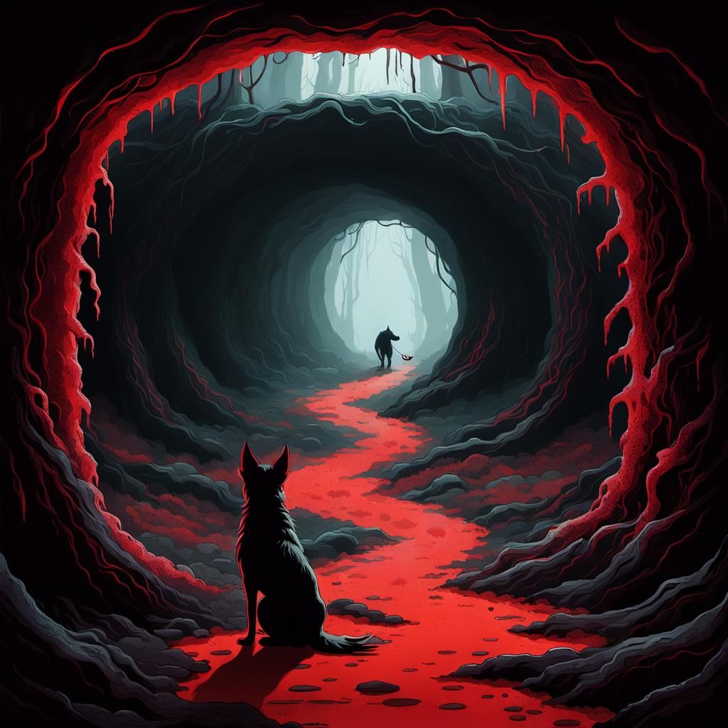 Ominous Shadows Fill Endless Tunnel in Dark Fantasy
