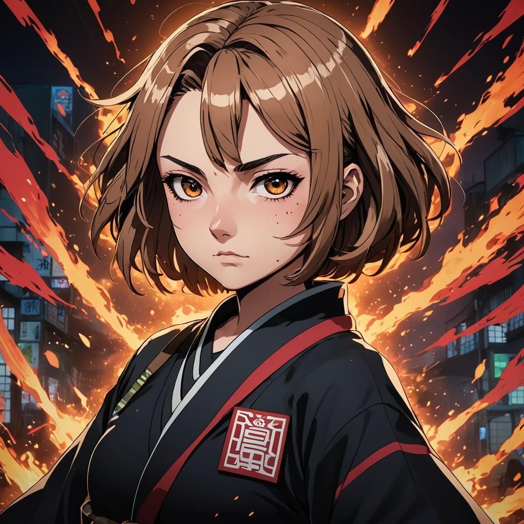 Demon Slayer Girl in Anime Style