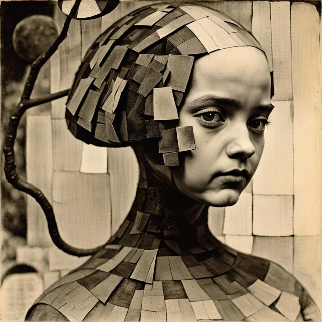 Girl in Secret Garden: Abstract Art Style