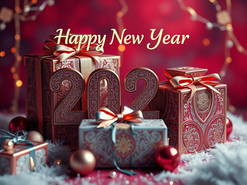 Happy New Year 2025: Ornate Gifts in 8K