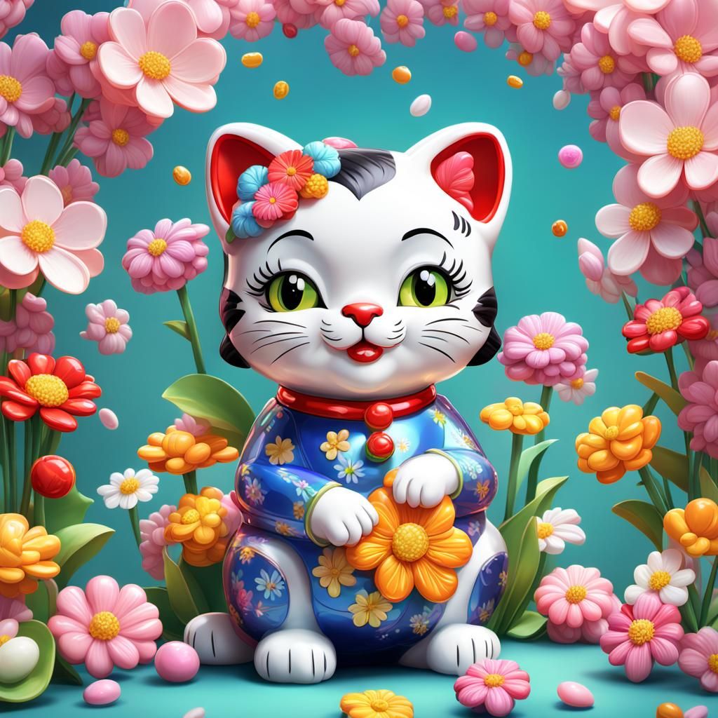 Maneki Neko Betty Boop in Candy Art Style