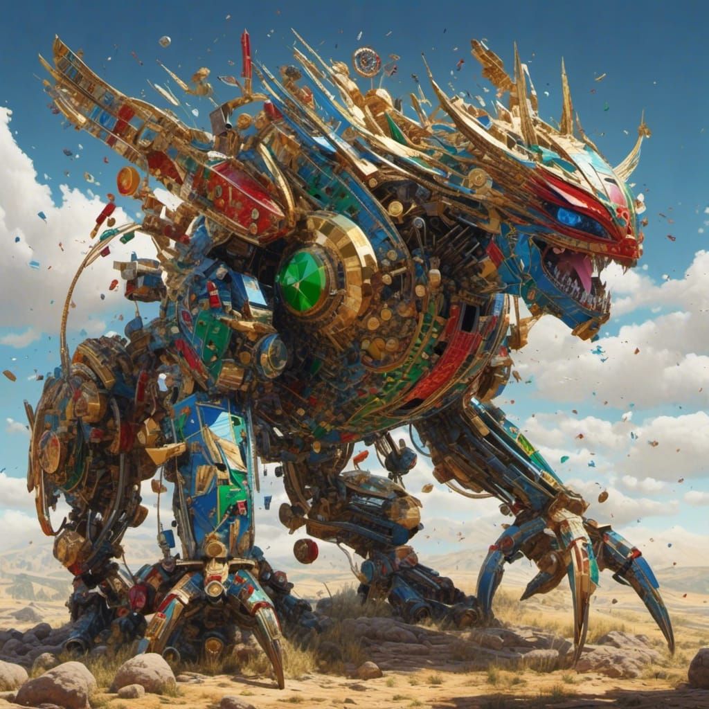 Glitchy Peppermint Snow Monster Digital Art