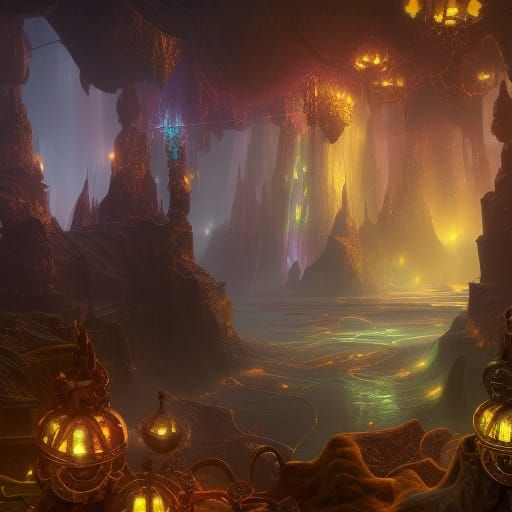 Sparkling Crystals in Detailed Fantasy Art