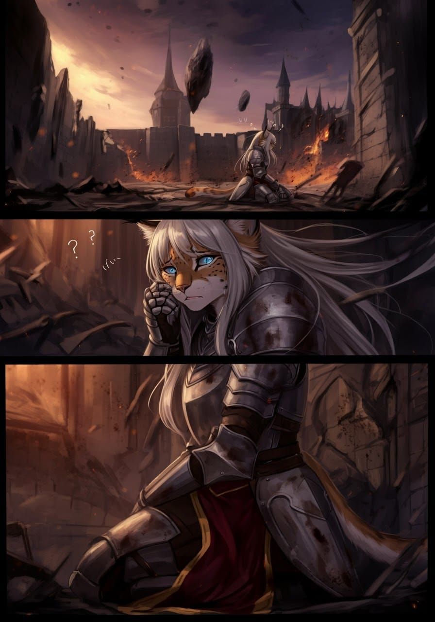 Fantastical Siege of a Castle Courtyard in Vibrant Anime Sty...