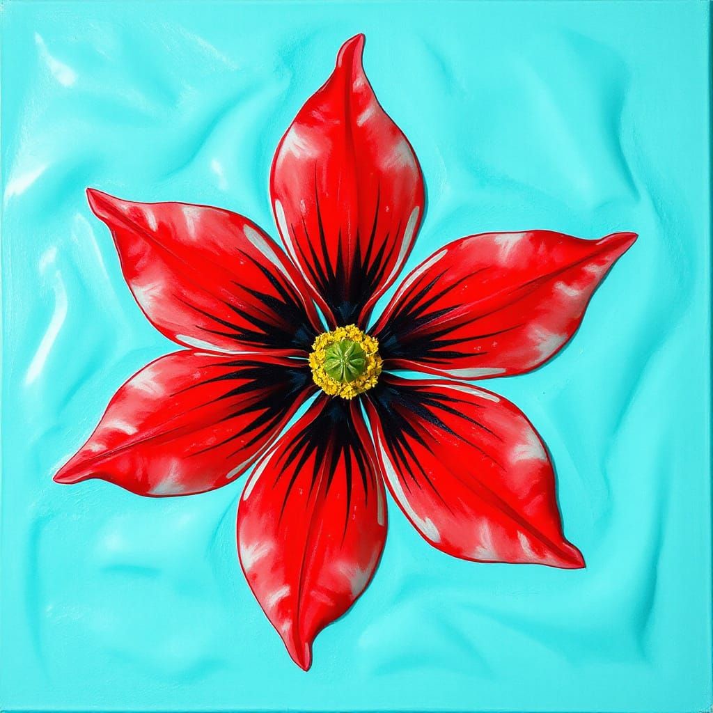 Abstract Turquoise Caribbean Flower Art