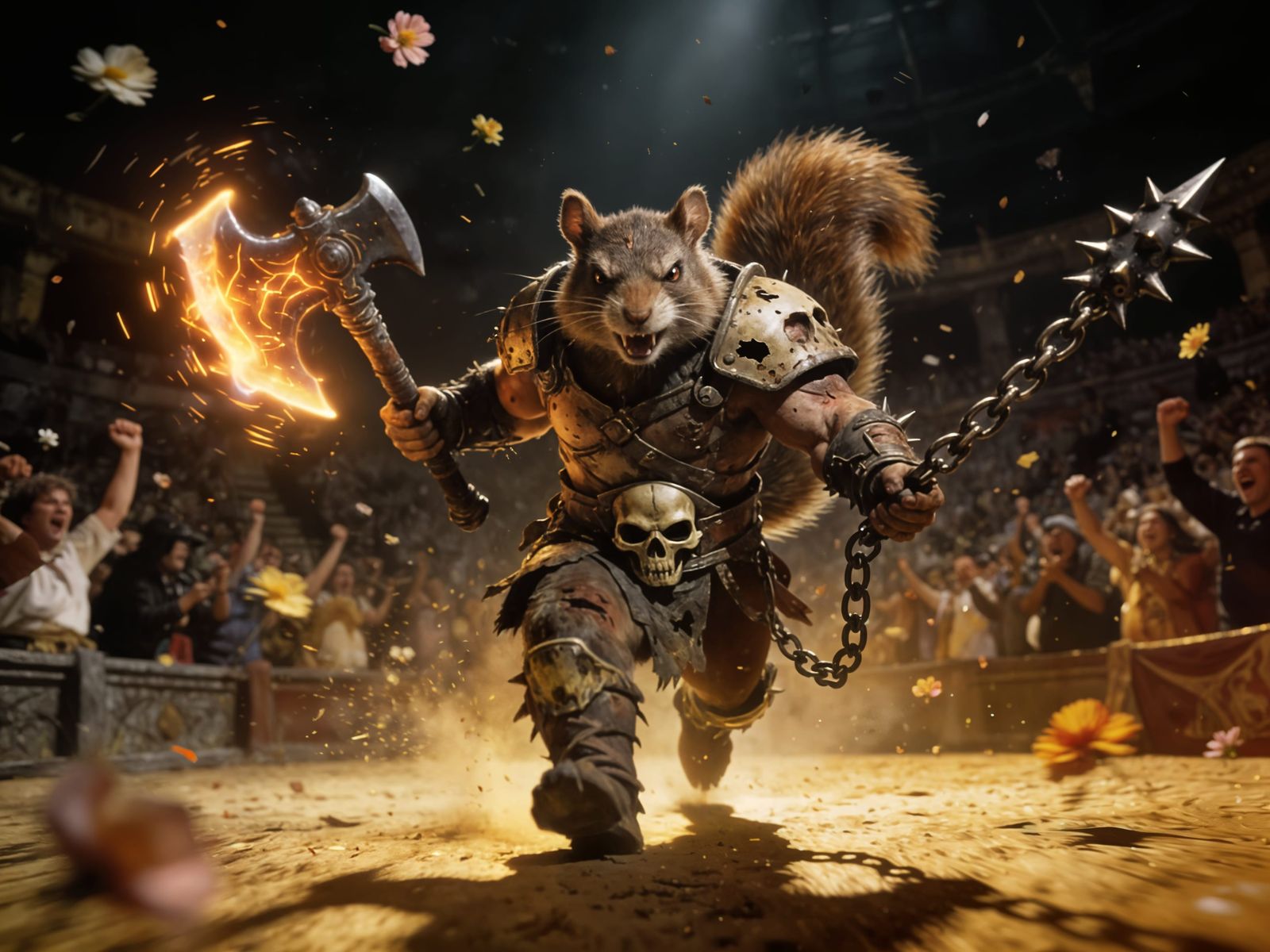 Sinister Warrior Squirrel Charging in Battle