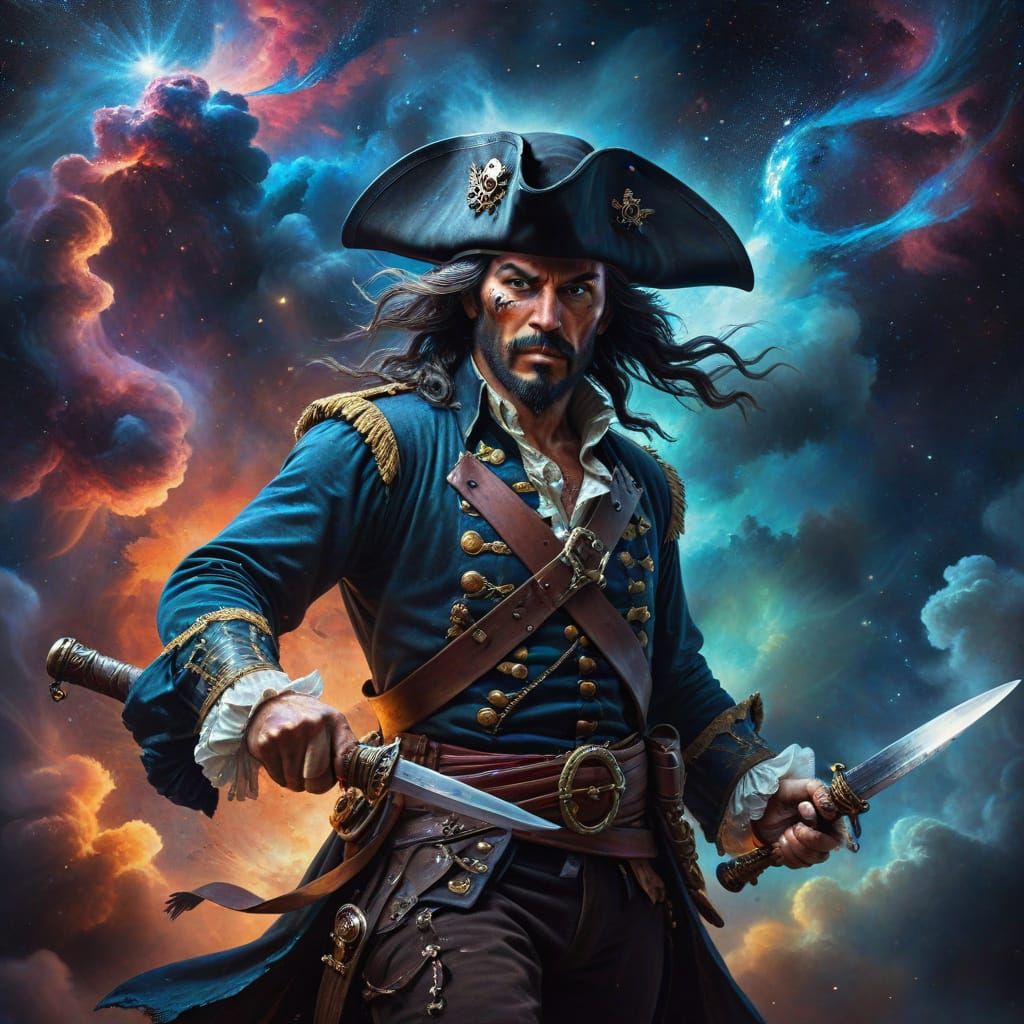 18th Century Space Pirate Portrait in Oil Paint
