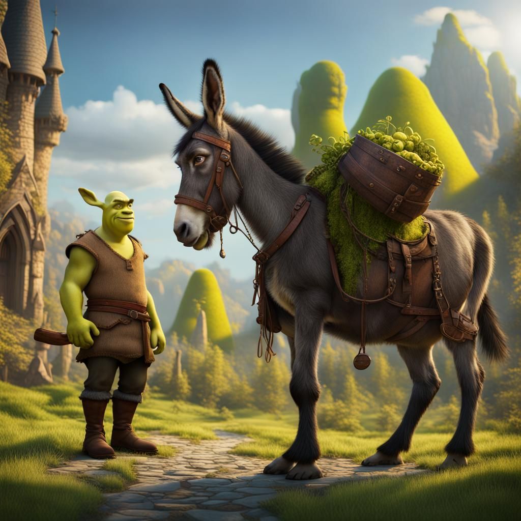 Shrek and Donkey: Detailed Fantasy Concept Art