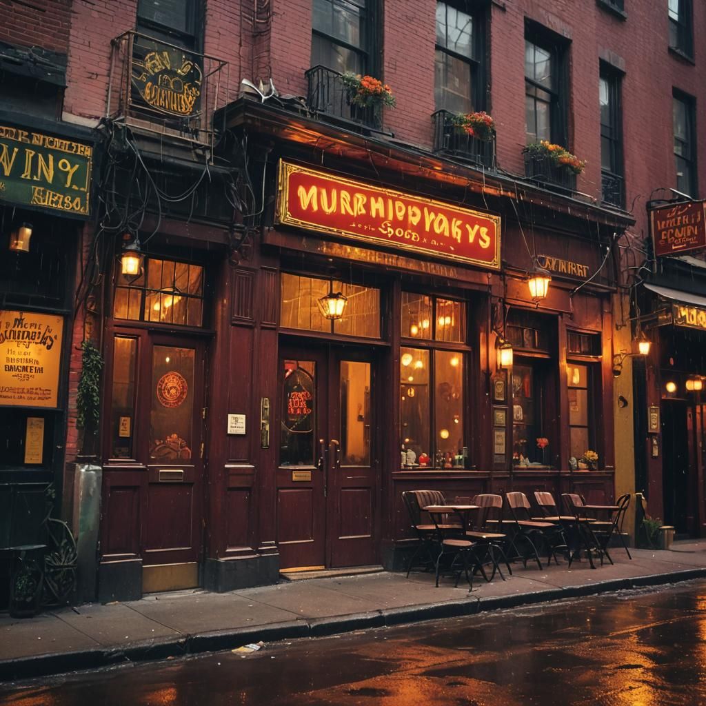 Gritty Irish Pub in Hell's Kitchen at Night