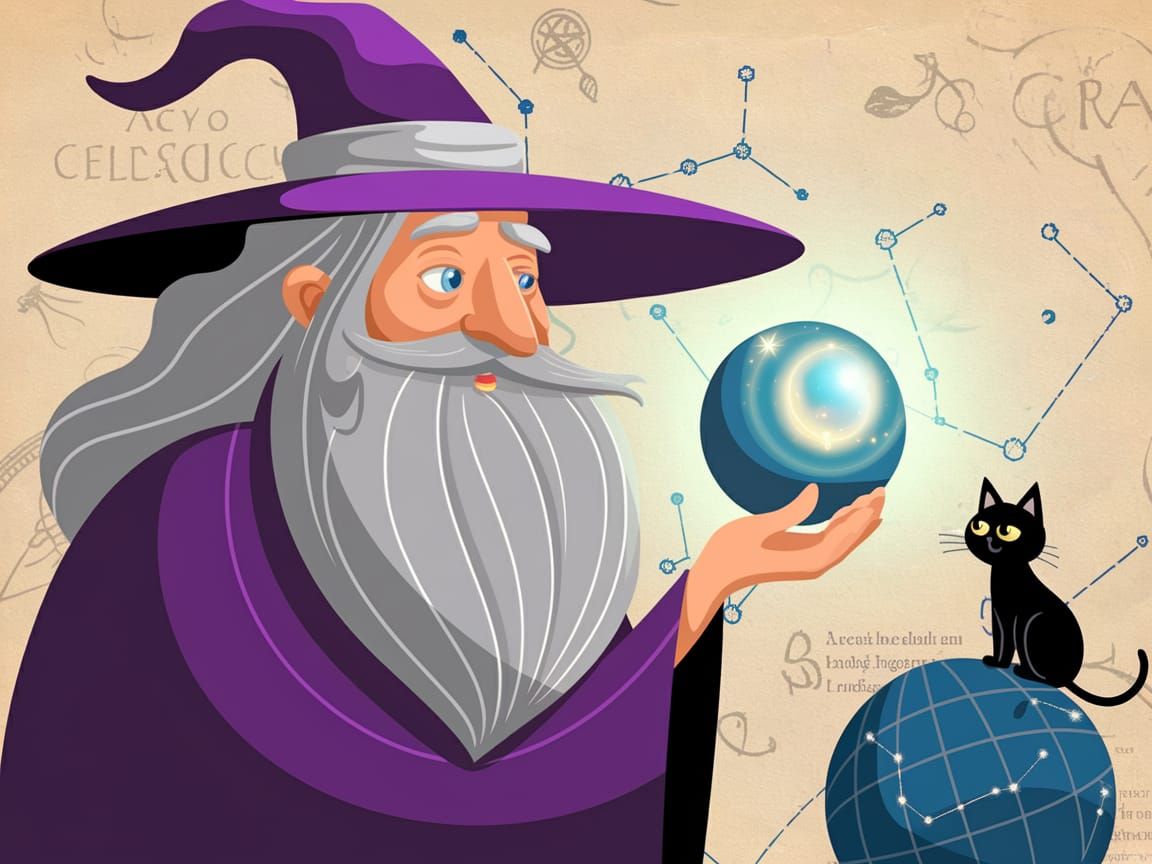 Enchanted Wizard Studies Celestial Secrets