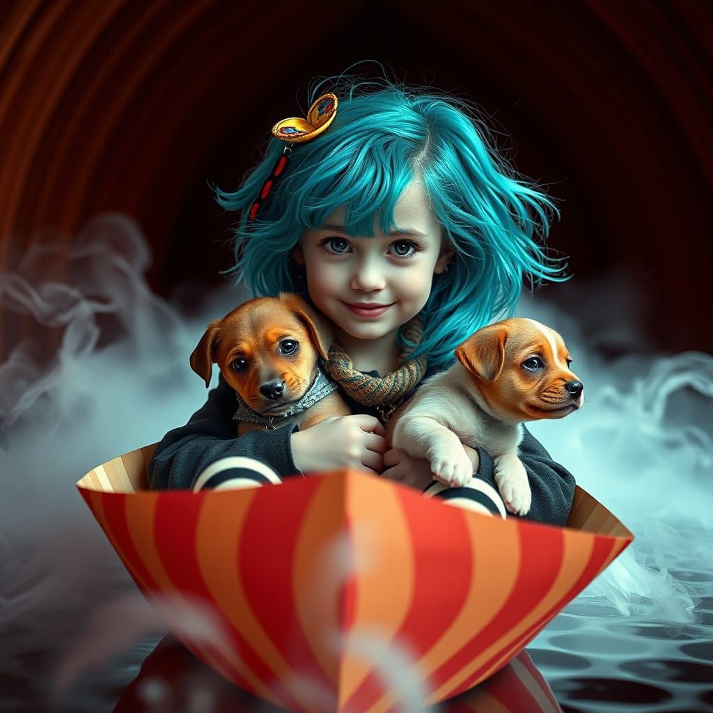 Oriana con Lola y Linda