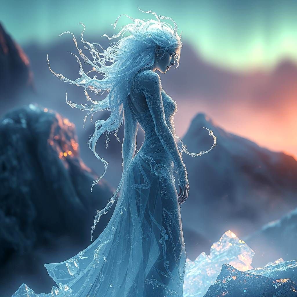 Crystalline Female Silhouette in Detailed Matte Painting