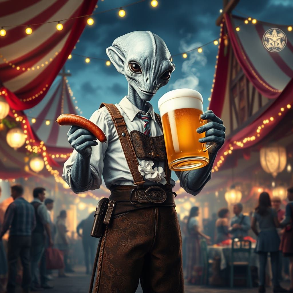 Bavarian Grey Alien Celebrates Oktoberfest with Traditional ...