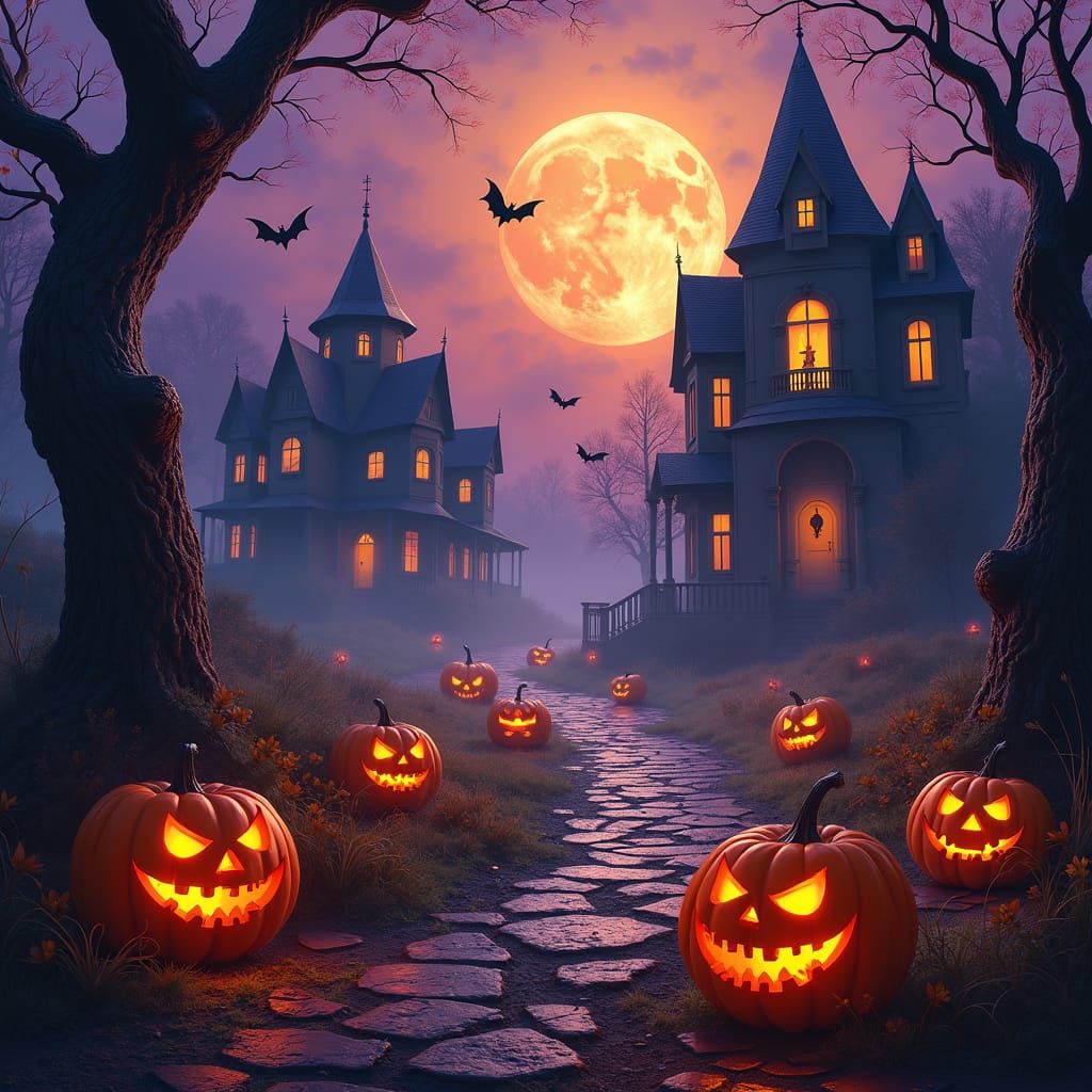 Spooky Halloween Nail Art in Matte Painting Style