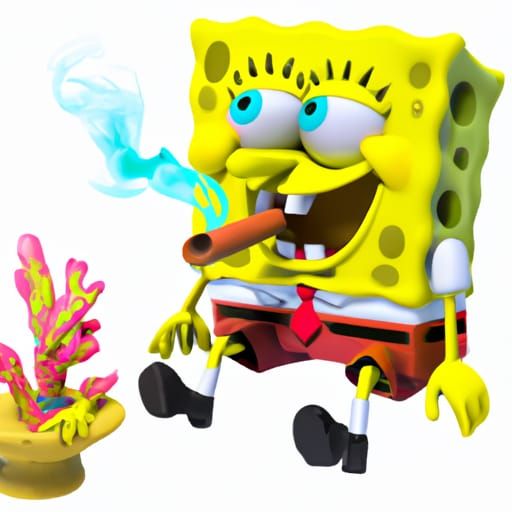 Spongebob Smoking: A Detailed 3D Render