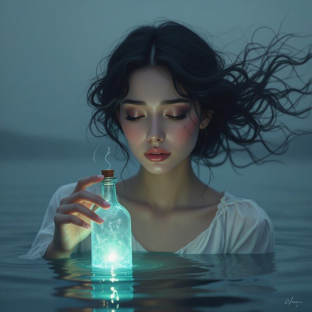 Surreal Woman Releasing Silence in Dreamlike Art