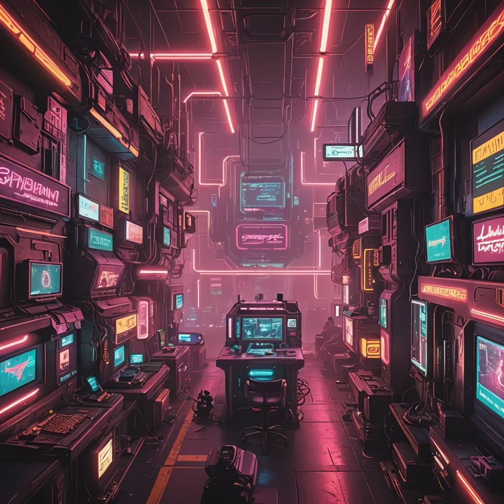 Cyberpunk Computer Overmind Hub Matrix