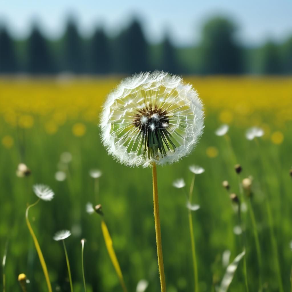 Dandelion Woman Figure with Blowing Strands