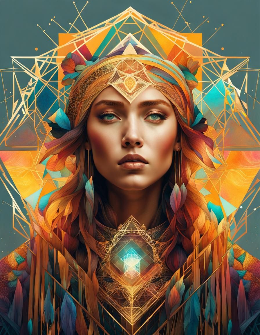 Breathtaking Norse Woman in Sacred Geometry Art