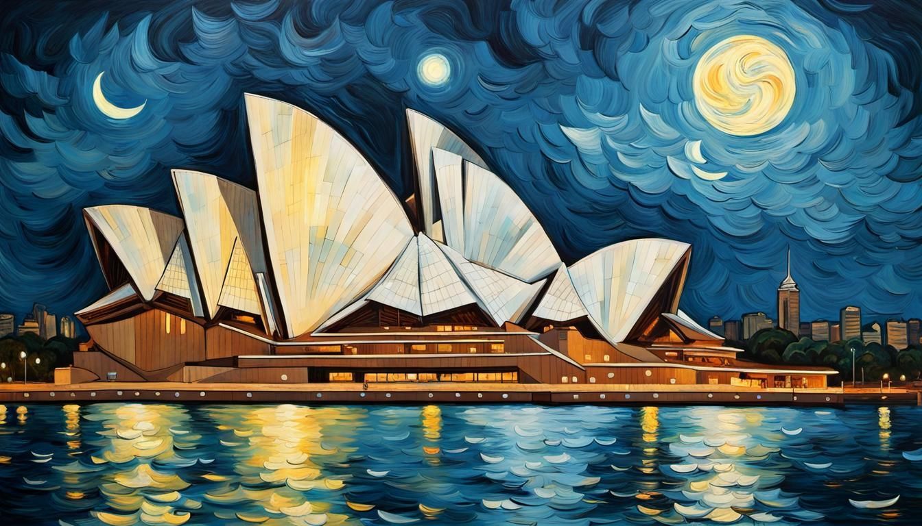 Sydney Opera House in Van Gogh Style