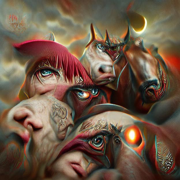 Apocalyptic Horsemen in Digital Art Style