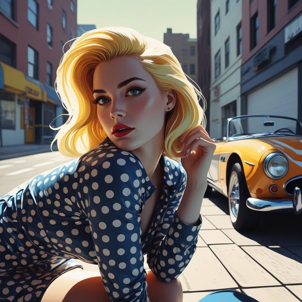 Feminine Figure in Bold Mod Pop Art Style