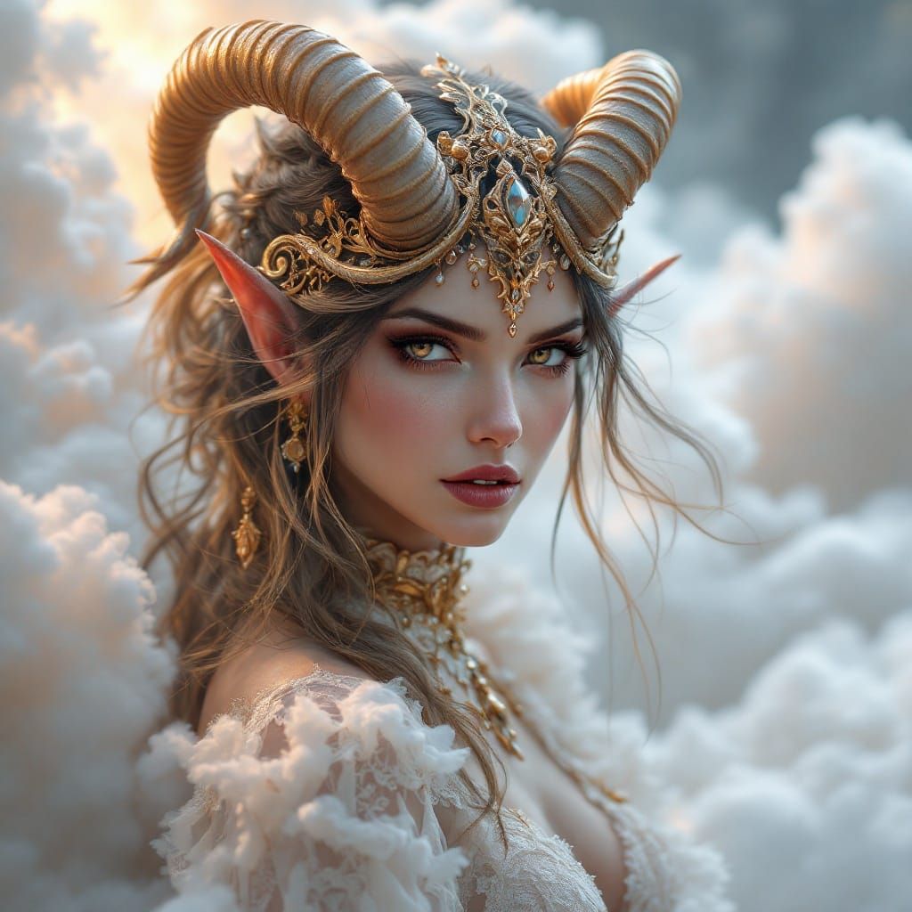 Ravishing Demon Woman with Golden Diadem