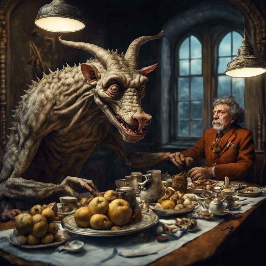 Futuristic Cityscape with Bizarre Creatures in Photorealisti...