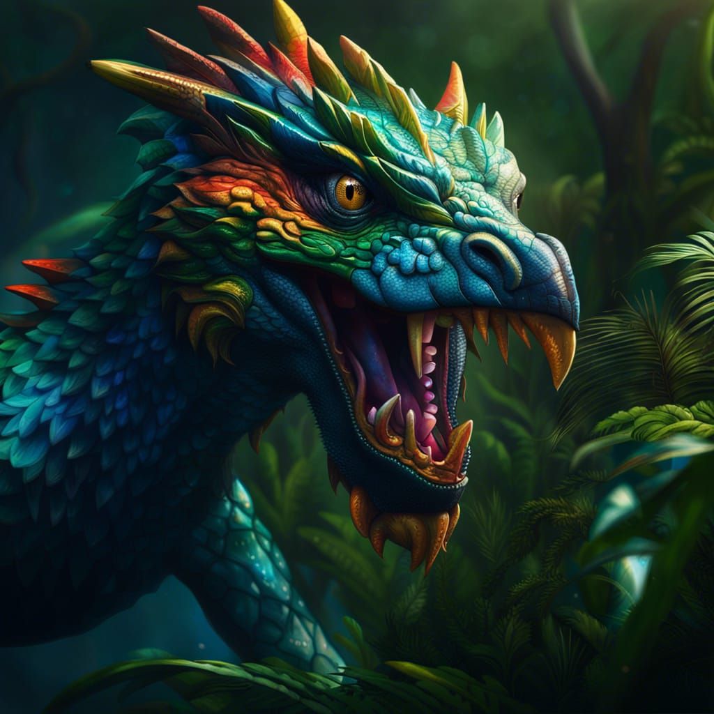 Brazilian Amazon Dragon in Splash Art Style