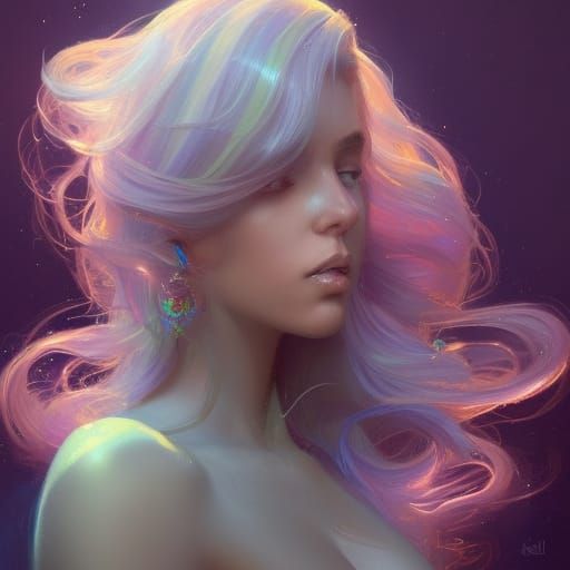 Opal Hair Portrait in Art Nouveau Style