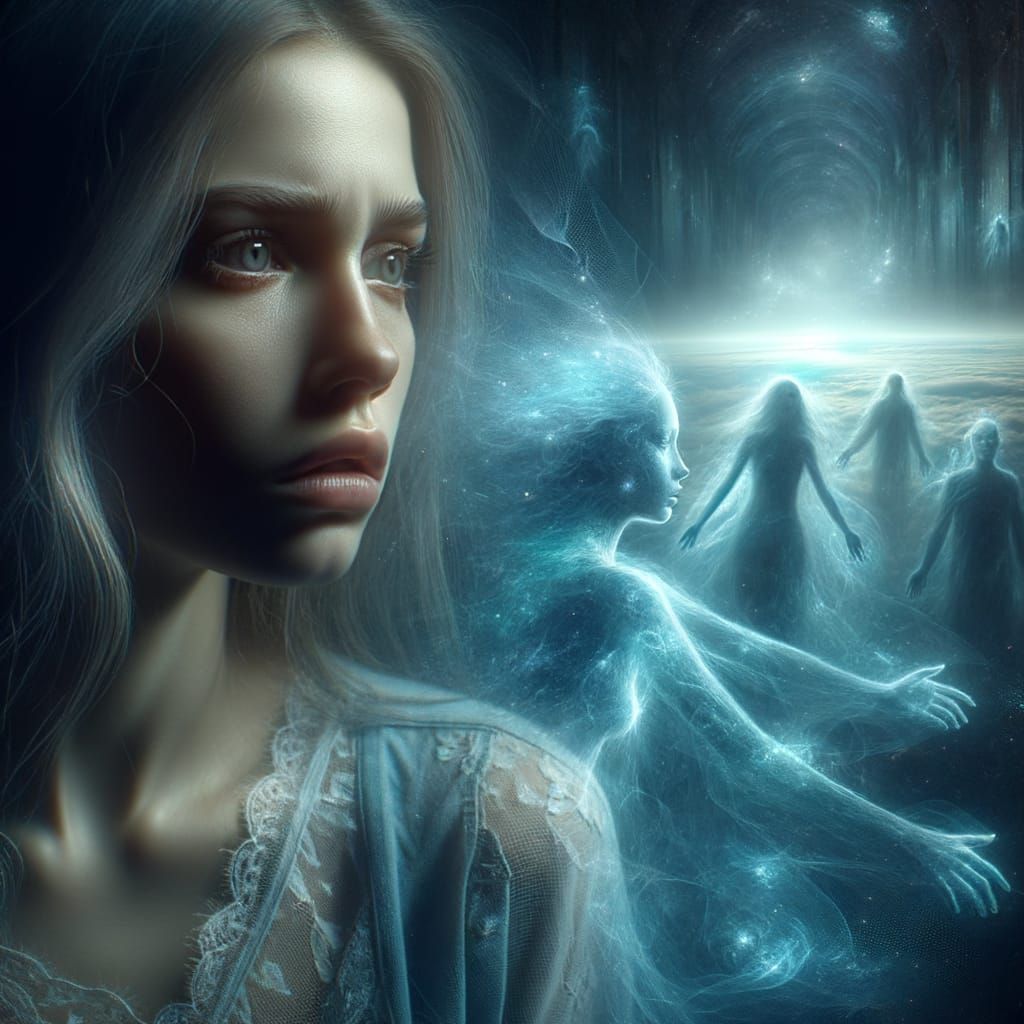 Woman Looks to the Distance, Family Spirits Reach Out