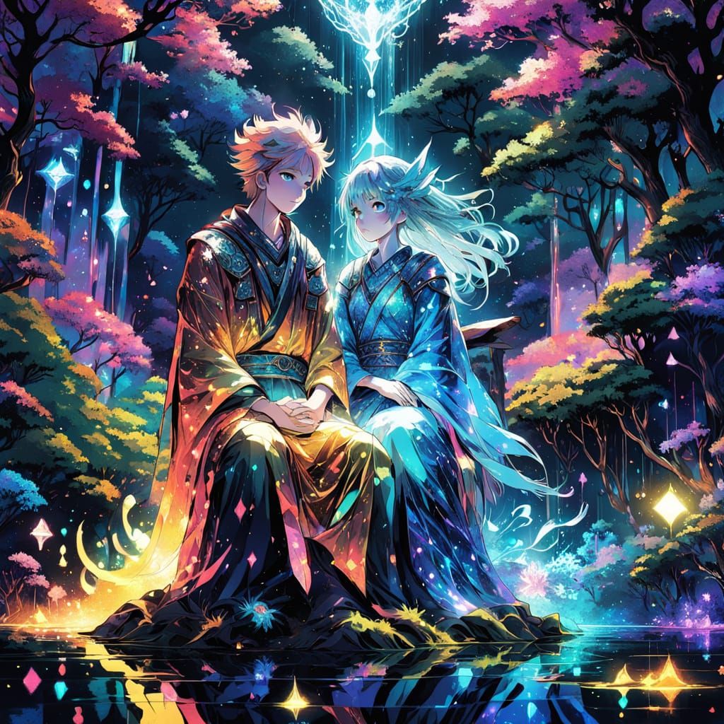 Ancient Goddesses Shine in Neon Fantasy Realm