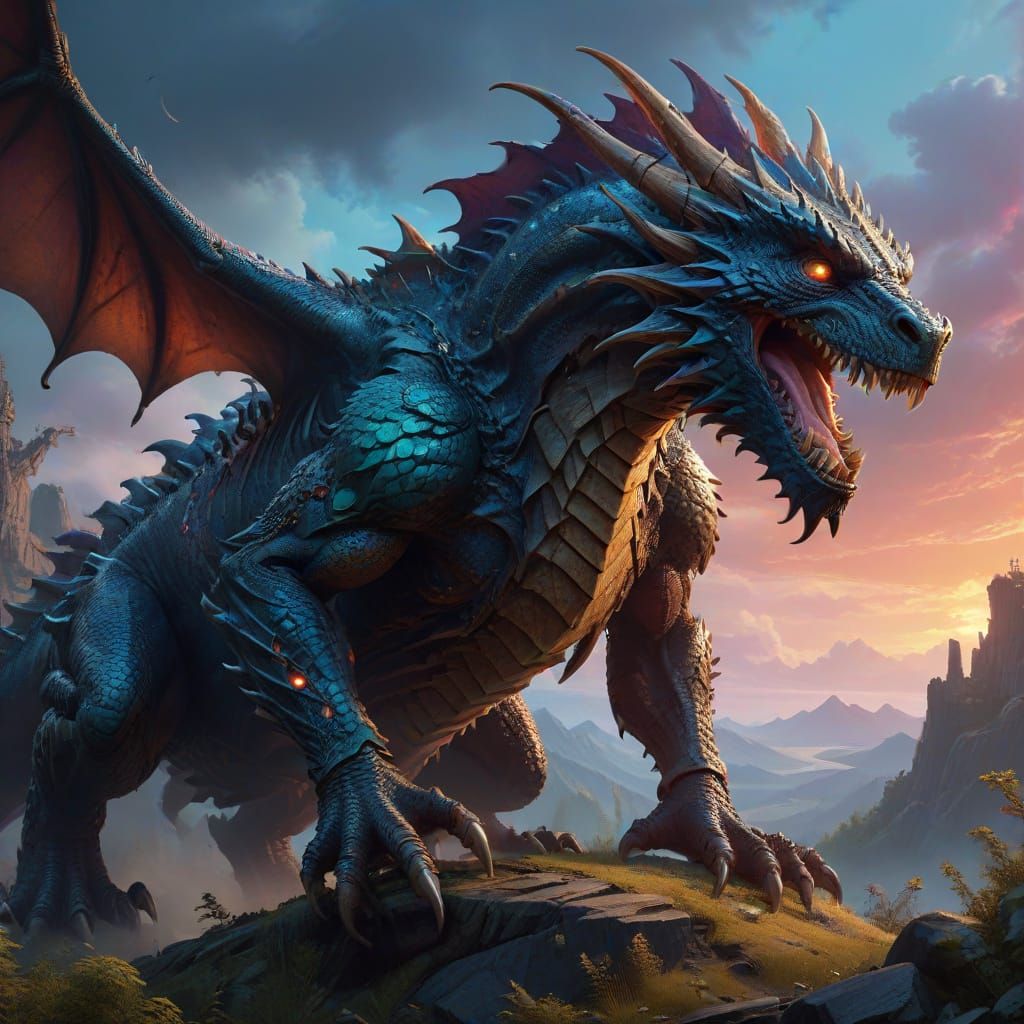 Majestic Dragon in Realistic Fantasy Style