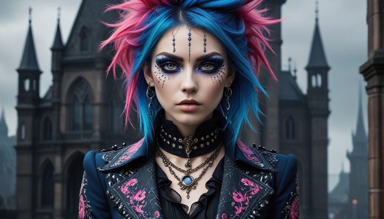 Visual Kei Portrait with Voluminous Hairstyle