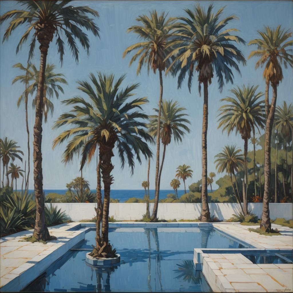 Mondrian Inspired Minimalist Palm Tree Scene