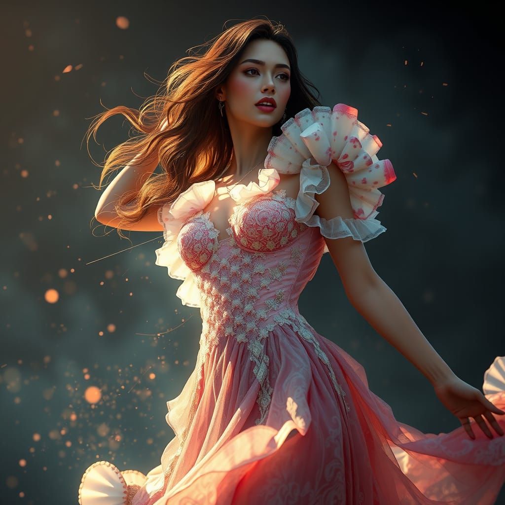 Ethereal Sea Shell Goddess in Triadic Hues