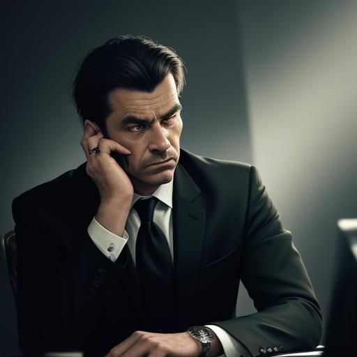 Powerful Executive in Dark Academia Oil Painting