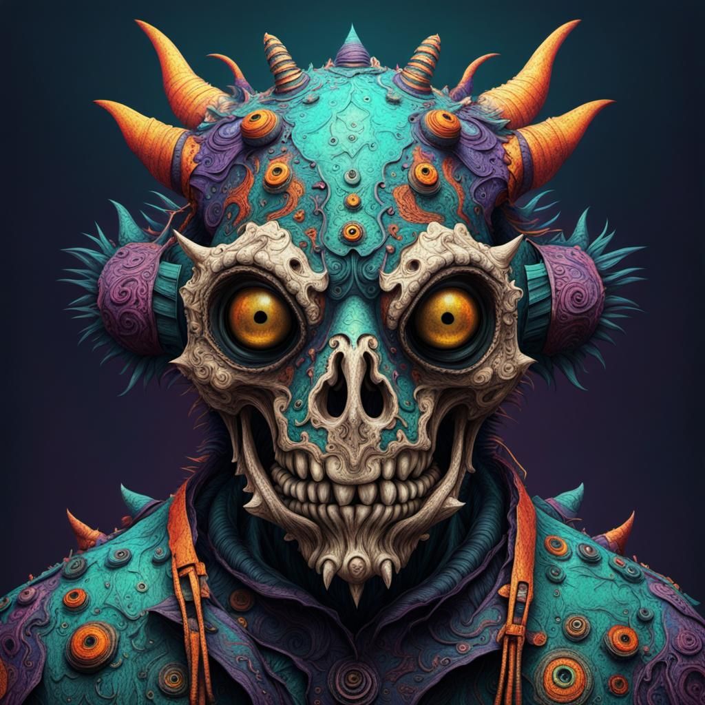 Glitchcore Monster in Dystopian Fantasy Style