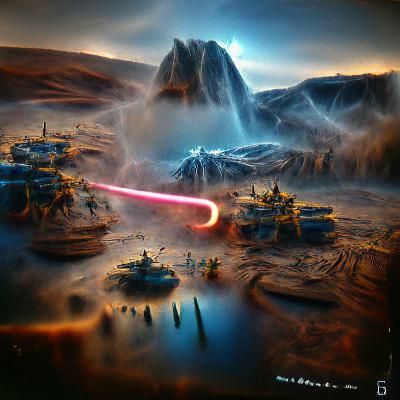 Laser Battle on Alien Planet: Sci-Fi Warfare