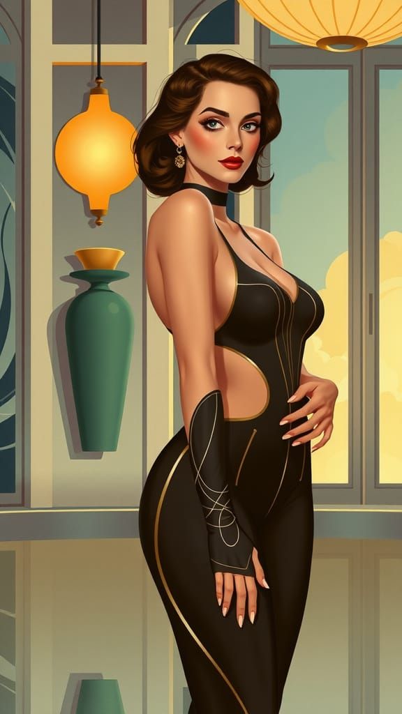 Elegant Woman in Art Nouveau Style