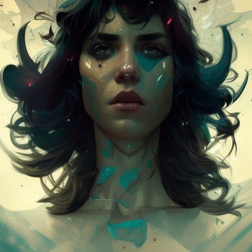 Shattered Comic Portrait with Cosmic Slashes