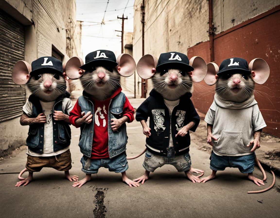 Menacing Mouse Gang in Gritty Urban Alleyway