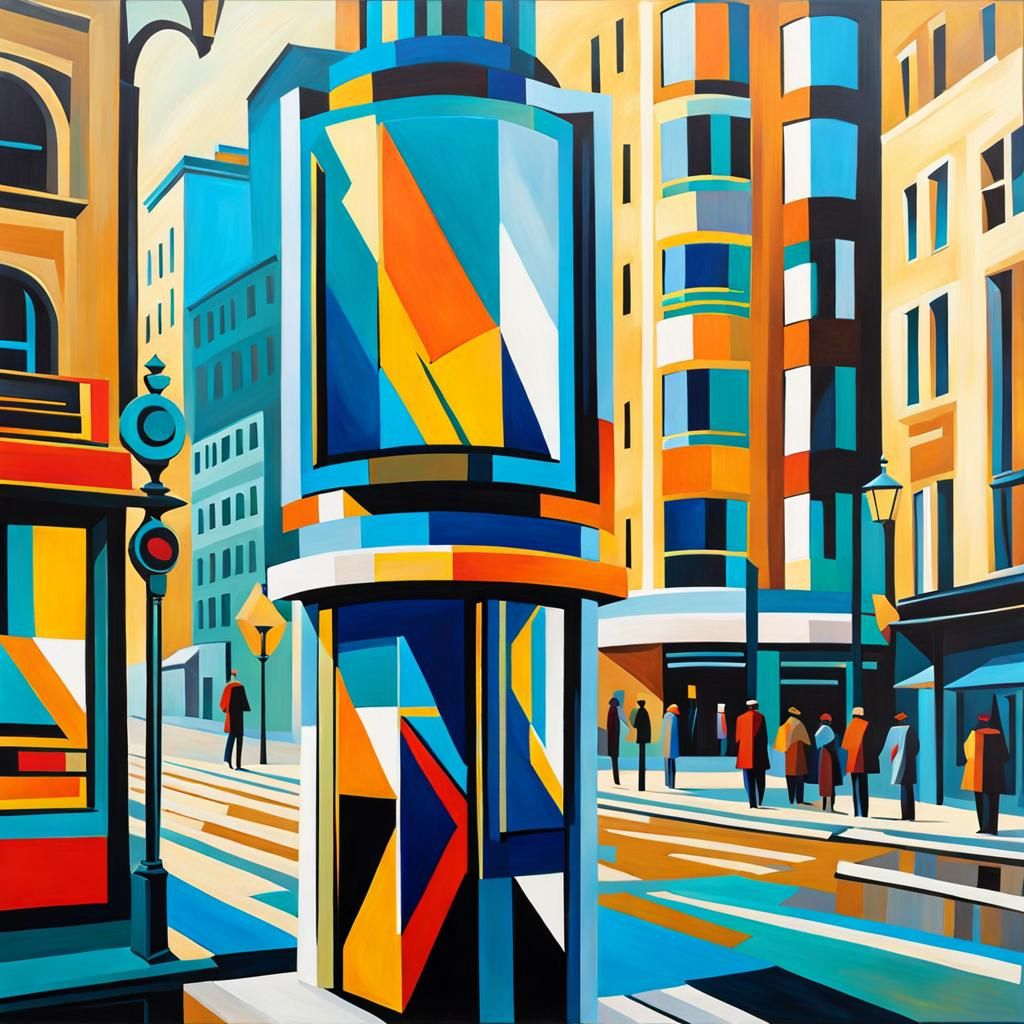 Cubist Street Sign in Art Deco Style