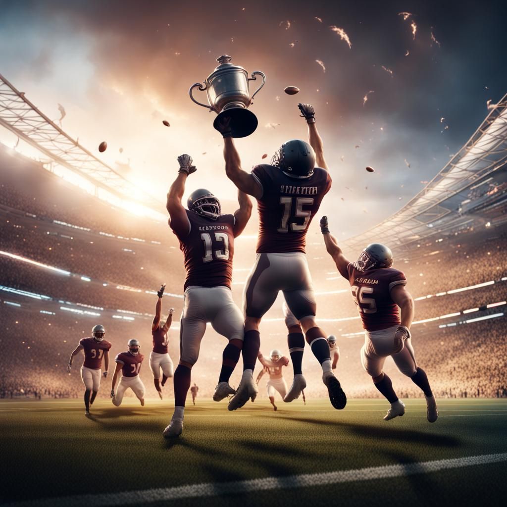 Football Team Celebrates Victory in Detailed Matte Painting