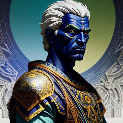 Tetradic Color Deity Portrait in Dreamy Fantasycore Style